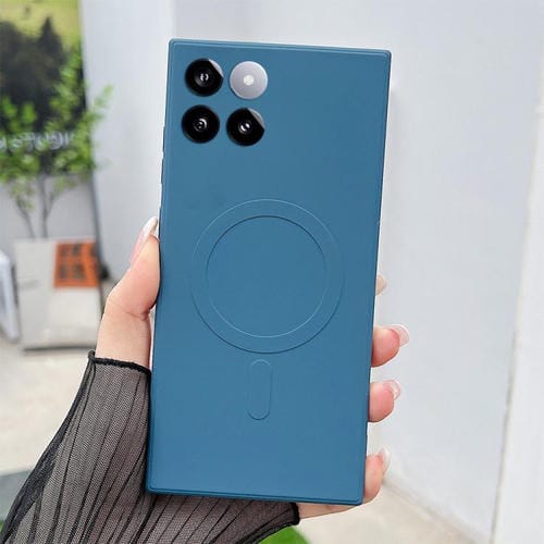 Funda magnética MagSafe de silicona líquida de color sólido para Xiaomi 14 (azul real)