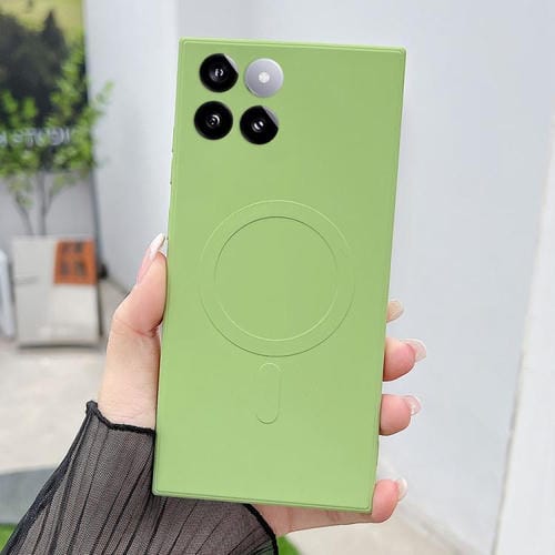 Funda magnĂ©tica MagSafe de silicona lĂquida de color sĂłlido para Xiaomi 14 (verde matcha)