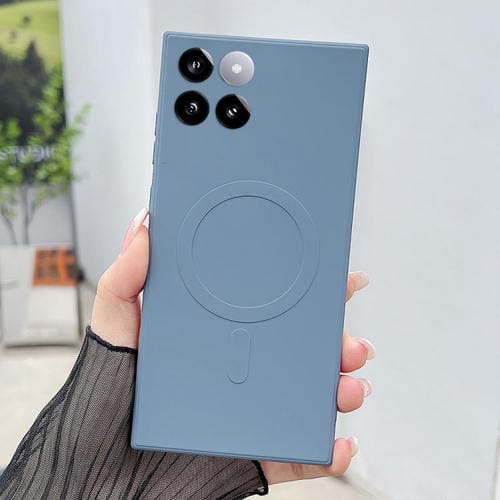 Funda magnĂ©tica MagSafe de silicona lĂquida de color sĂłlido para Xiaomi 14 (gris lavanda)