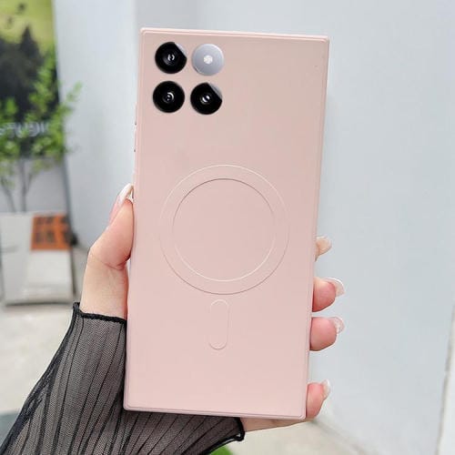 Funda magnĂ©tica MagSafe de silicona lĂquida de color sĂłlido para Xiaomi 14 (rosa)