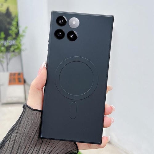 Funda magnética MagSafe de silicona líquida de color sólido para Xiaomi 14 Pro (negra)