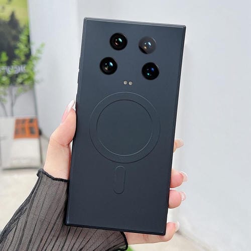 Funda magnĂ©tica de silicona lĂquida de color ultra sĂłlido MagSafe para Xiaomi 14 (negra)