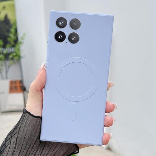 Funda magnĂ©tica MagSafe de silicona lĂquida de color sĂłlido para Xiaomi 15 (azul Yuanfeng)