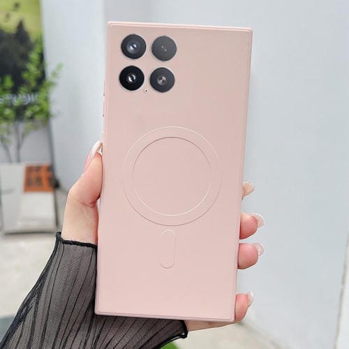 Funda magnĂ©tica MagSafe de silicona lĂquida de color sĂłlido para Xiaomi 15 (rosa)