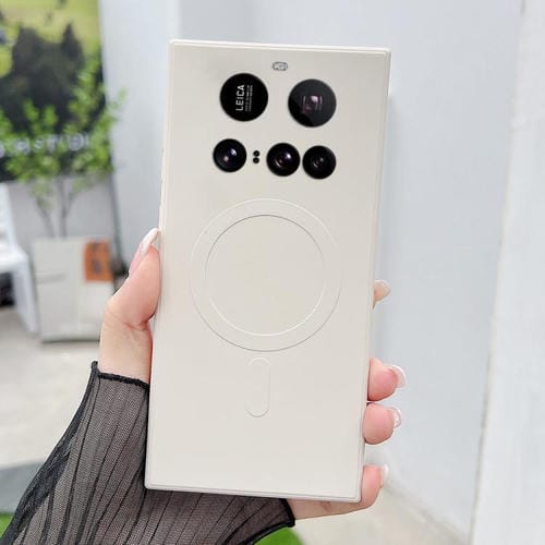 Funda magnética de silicona líquida MagSafe para Xiaomi 15 (blanco antiguo)