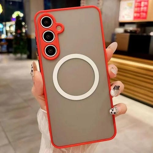 Funda MagSafe con diseño de ojo de águila y textura de piel para Samsung Galaxy A14 4G/5G (roja)