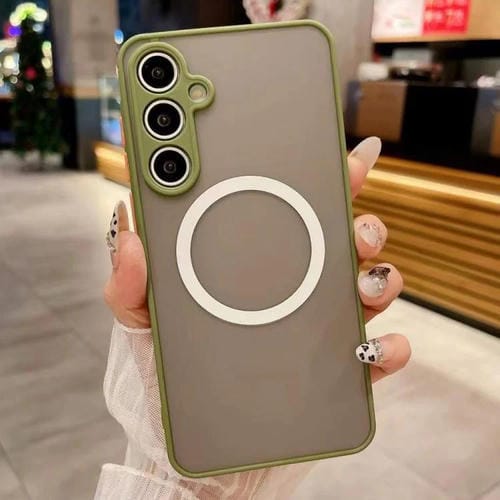 Funda MagSafe con diseño de ojo de halcón para Samsung Galaxy A25 4G/5G (verde militar)