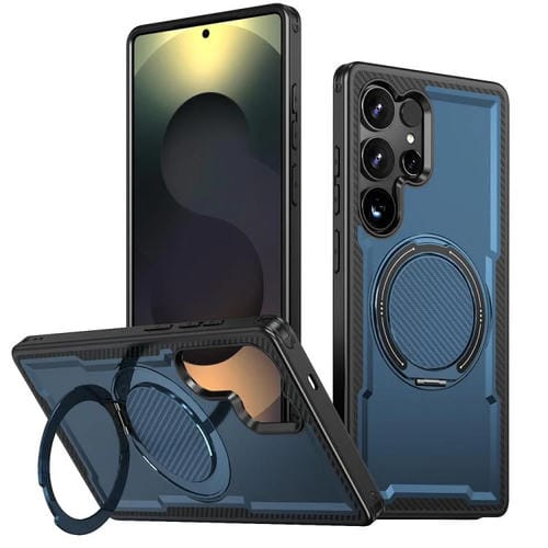 Funda metálica con rotación de 360 grados y MagSafe para Samsung Galaxy S24 Ultra 5G (azul marino)