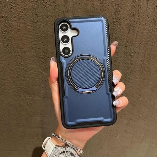 Funda metálica con rotación de 360 grados y MagSafe para Samsung Galaxy S25+/S24+ 5G (azul marino)