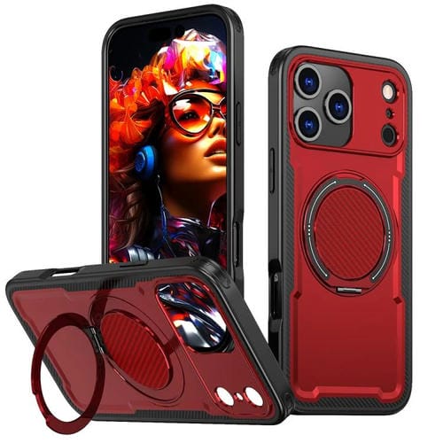 Funda metálica MagSafe con rotación de 360 grados para iPhone 17 Pro (roja)