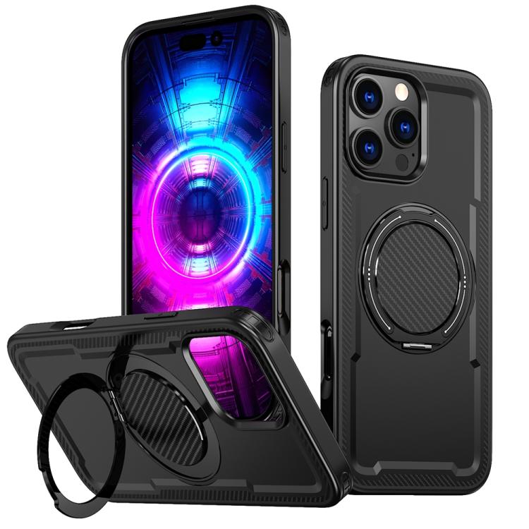 Funda metálica MagSafe con rotación de 360 grados para iPhone 16 Pro Max (negra)