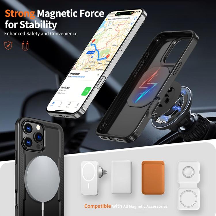 Funda metálica MagSafe con rotación de 360 grados para iPhone 16 Pro Max (negra)
