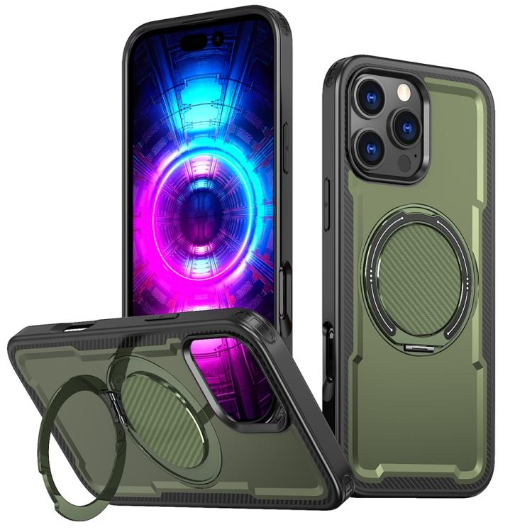 Funda metálica MagSafe con rotación de 360 grados para iPhone 16 Pro (verde oliva)