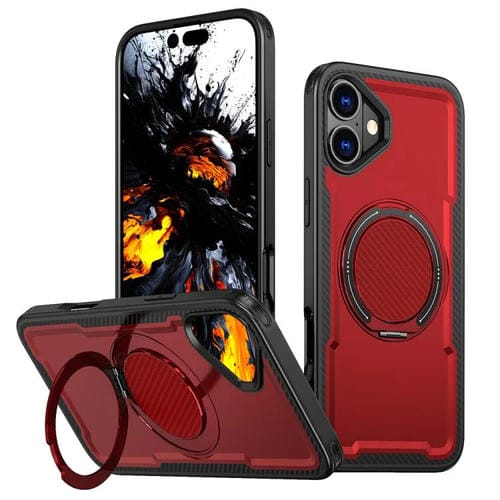 Funda metálica MagSafe con rotación de 360 grados para iPhone 16 Plus (roja)