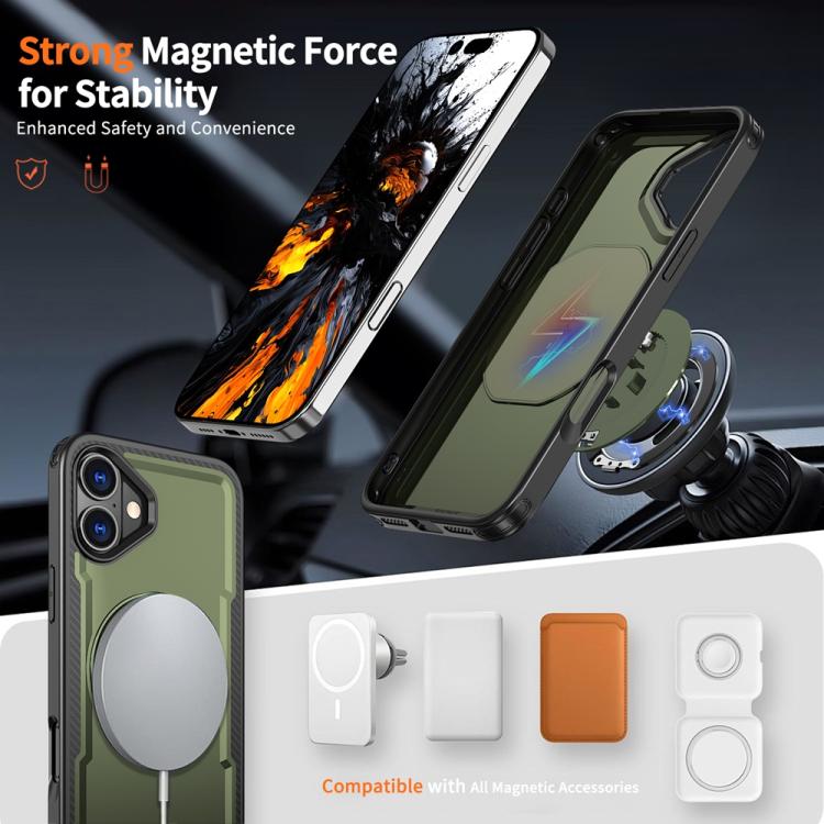 Funda metálica MagSafe con rotación de 360 grados para iPhone 16 Plus (verde oliva)