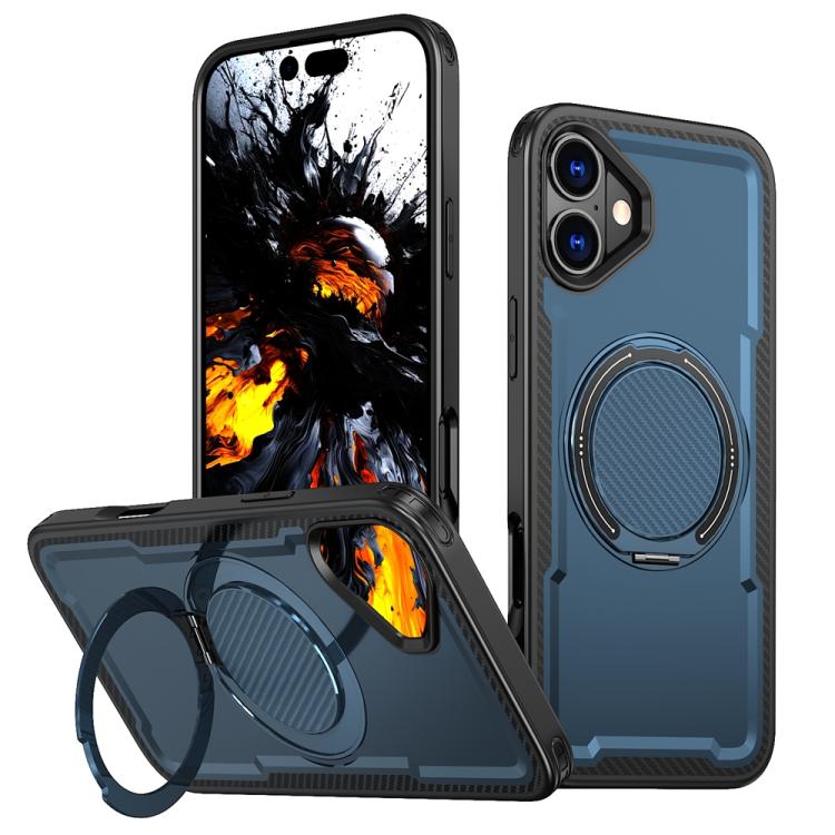 Funda metálica MagSafe con rotación de 360 grados para iPhone 16 (azul marino)
