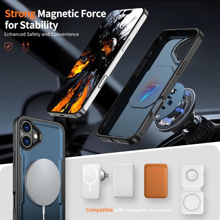 Funda metálica MagSafe con rotación de 360 grados para iPhone 16 (azul marino)