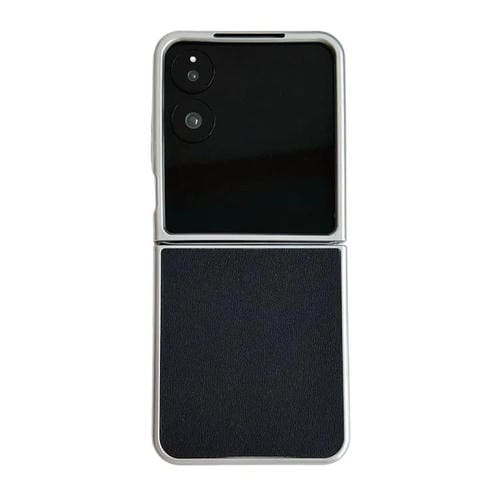 Funda de cuero Morandi con marco plateado para Xiaomi Mix Flip 2 (negro)