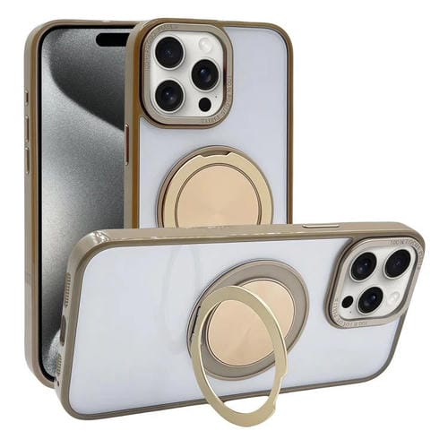 Funda MagSafe semitransparente con rotación de 360 grados para iPhone 15 Pro Max (dorado desierto)