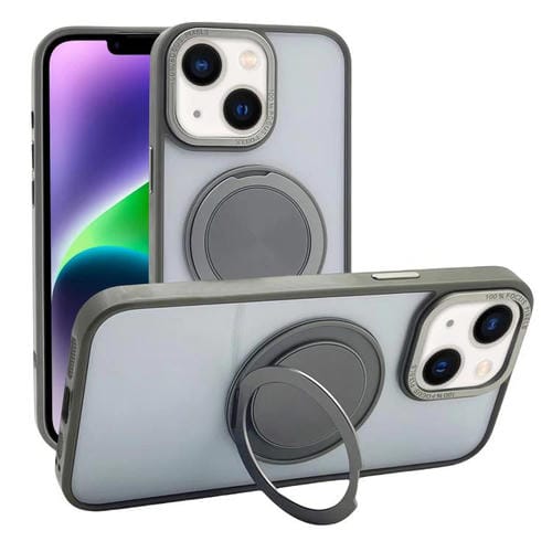 Funda MagSafe semitransparente con rotación de 360 grados para iPhone 15 Plus/14 Plus (gris)