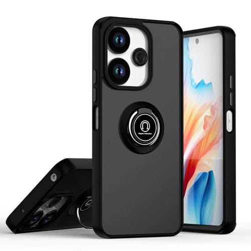 Funda de TPU + PC con anillo para Redmi 13 4G / Note 13R 5G Q Shadow 1 Series (Negro + Negro)