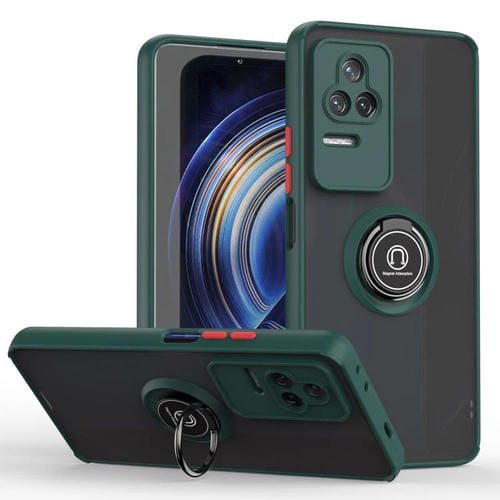 Funda de TPU + PC con anillo para Redmi K50 Q Shadow 1 Series (verde militar)