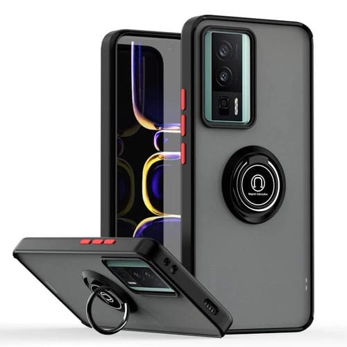Funda de TPU + PC con anillo para Redmi K60 / K60 Pro / Poco F5 Pro Q Shadow 1 Series (negro y rojo)