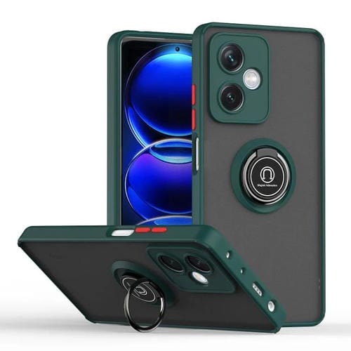 Funda de TPU + PC con anillo para Redmi Note 12 5G Global Q Shadow 1 Series (verde oscuro)