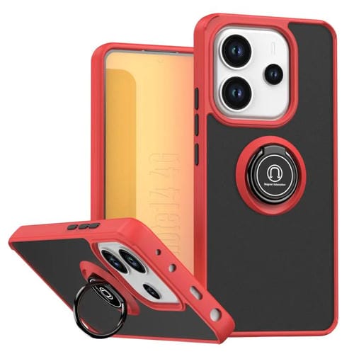Funda de TPU + PC con anillo para Redmi Note 14 4G (164,84 mm) Serie Q Shadow 1 (Rojo)
