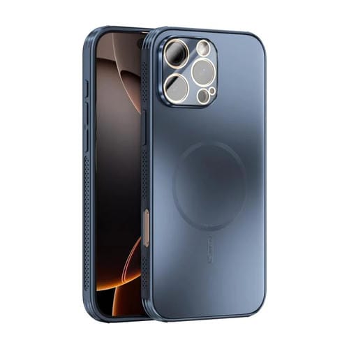Funda ABEEL MagSafe esmerilada con disipación de calor y película para lente para iPhone 16 Pro Max (azul oscuro)