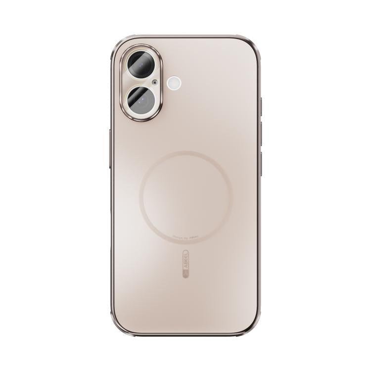 Funda ABEEL MagSafe esmerilada con disipación de calor y película para lente para iPhone 16 (oro rosa)