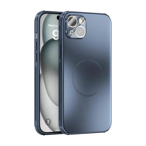 Funda ABEEL MagSafe esmerilada con disipación de calor y película para lente para iPhone 15 Plus (azul oscuro)