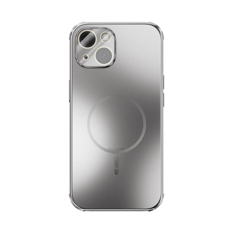 Funda ABEEL MagSafe esmerilada con disipación de calor y película para lente para iPhone 14 (plateada)