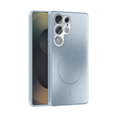 Funda ABEEL MagSafe esmerilada con disipación de calor y película para lente para Samsung Galaxy S25 Ultra 5G (azul claro)