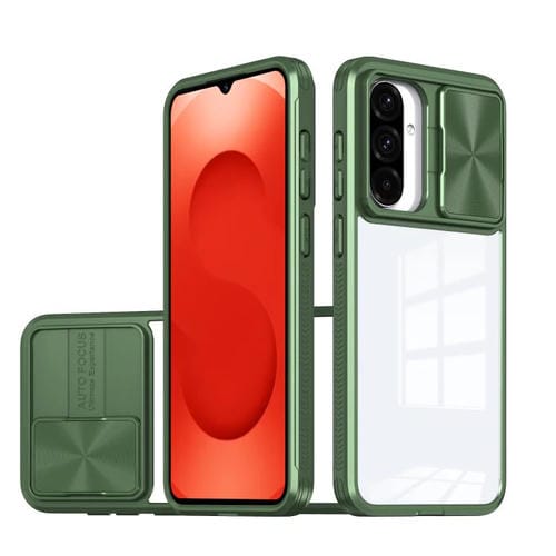 Funda deslizante de acrílico transparente + PC + TPU para Samsung Galaxy A26 5G (verde oliva)