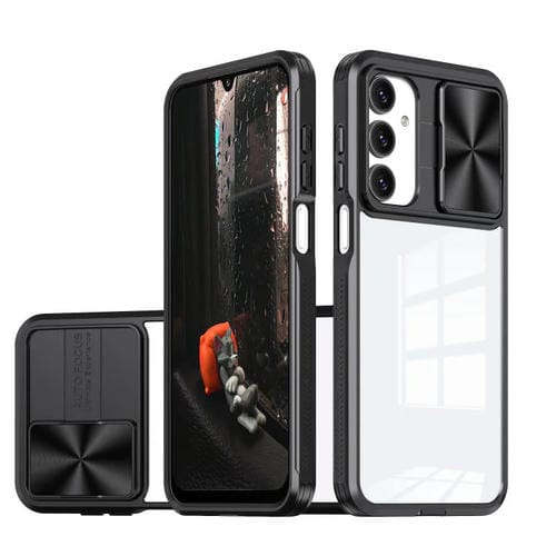 Funda deslizante de acrílico transparente + PC + TPU para Samsung Galaxy A16 5G, cobertura total (negro)