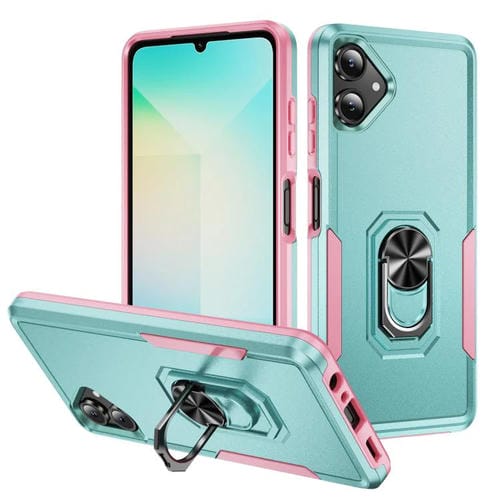 Funda Pioneer Armor de PC y TPU resistente con soporte para Samsung Galaxy A06 4G/5G (verde y rosa)