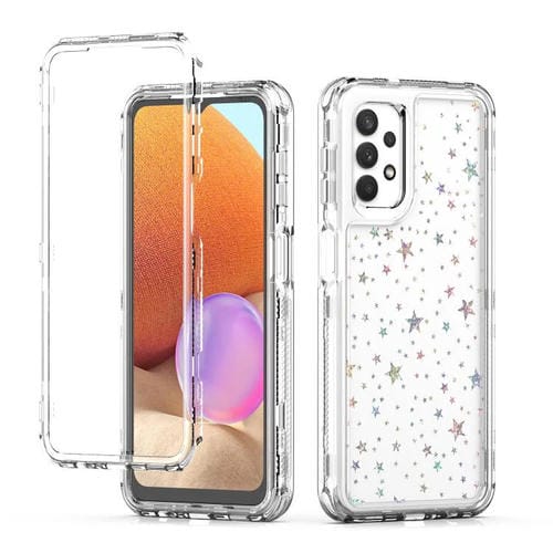 Funda de papel acrílico transparente con efecto láser para Samsung Galaxy A32 5G (Estrellas)