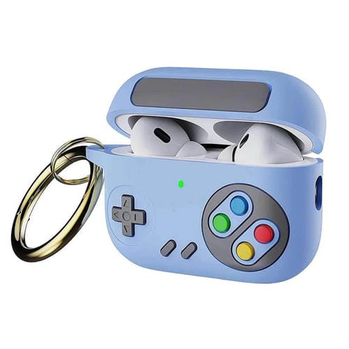 Funda protectora de silicona para auriculares AirPods 4 estilo consola de juegos retro (azul)