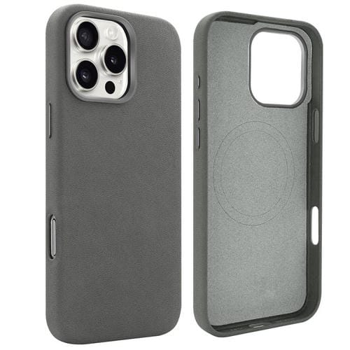 Funda VIETAO de piel sintética MagSafe de ante para iPhone 15 Pro (gris oscuro)