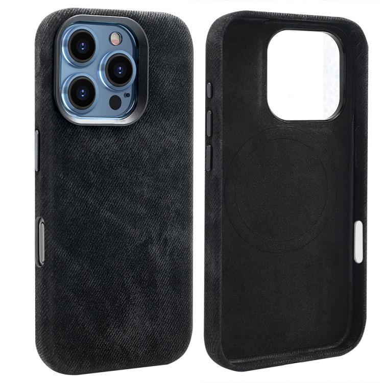 Funda VIETAO de cuero sintético con textura vaquera retro para iPhone 16 Pro (negro)