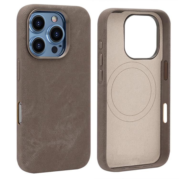 Funda VIETAO de cuero sintético con textura vaquera retro MagSafe para iPhone 15 Pro Max (marrón)