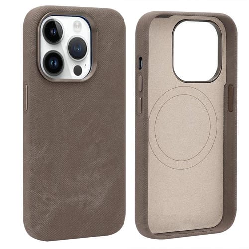 Funda VIETAO de cuero sintético con textura vaquera retro MagSafe para iPhone 14 Pro Max (marrón)