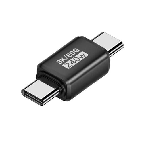 Adaptador tipo C de 240 W y 80 Gbps con todas las funciones. Modelo: conector macho recto a macho (negro).