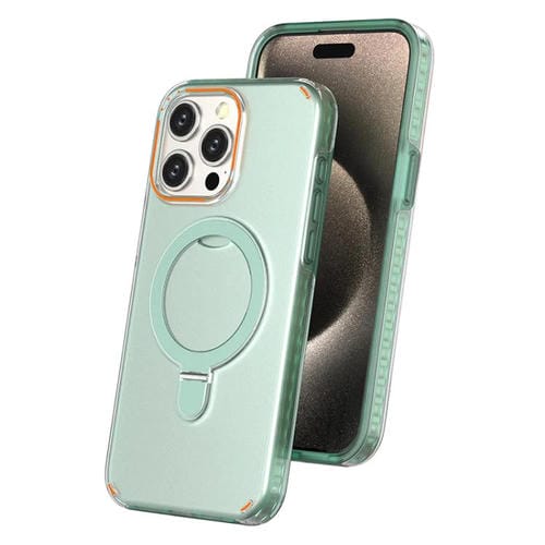Funda colorida 2 en 1 con soporte de anillo MagSafe para iPhone 15 Pro Max (verde menta)