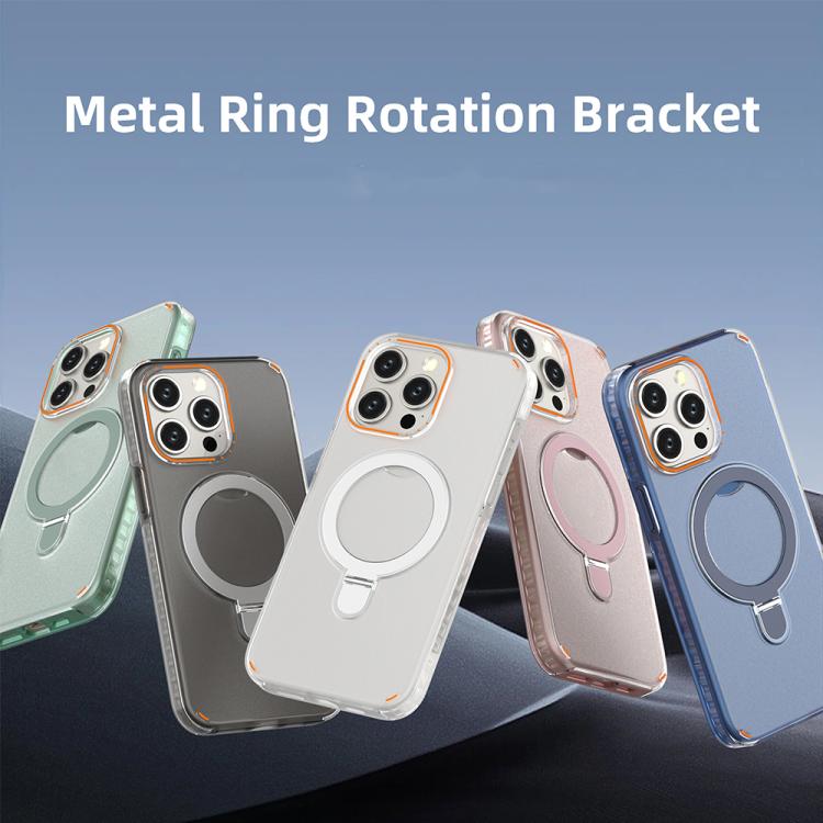 Funda colorida 2 en 1 con soporte de anillo MagSafe para iPhone 15 Pro Max (verde menta)