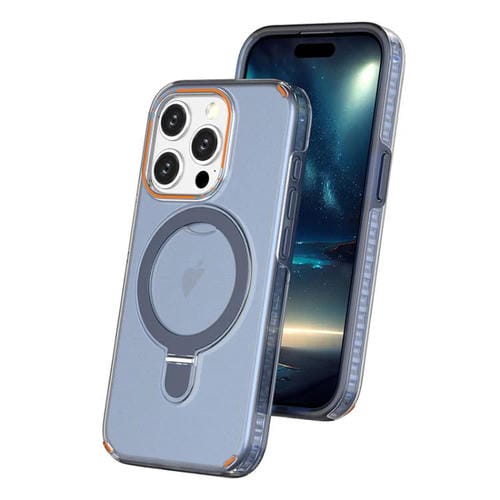 Funda colorida 2 en 1 con soporte de anillo MagSafe para iPhone 15 Pro (azul rey)