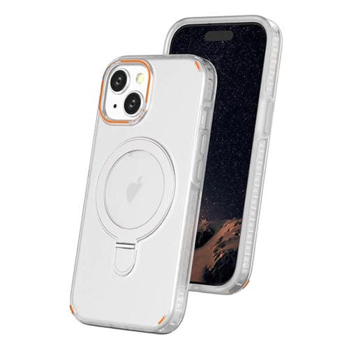 Funda para iPhone 15, colorida, 2 en 1, con soporte de anillo MagSafe (transparente)