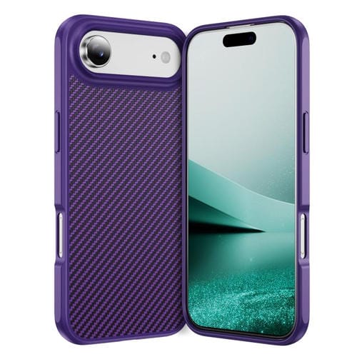 For iPhone 17 Air Carbon Fiber Texture Skin-feel MagSafe Phone Case(Purple)