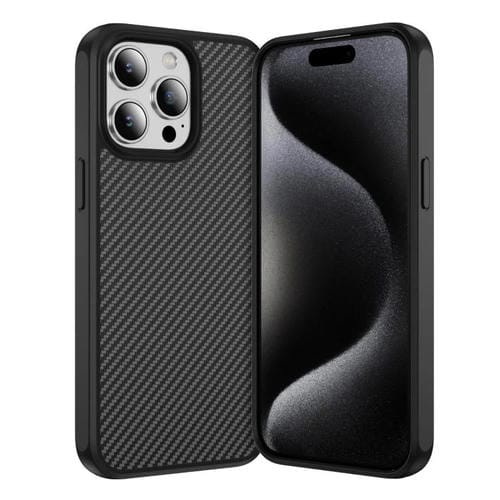 Funda MagSafe con textura de fibra de carbono y tacto suave para iPhone 15 Pro Max (negra)